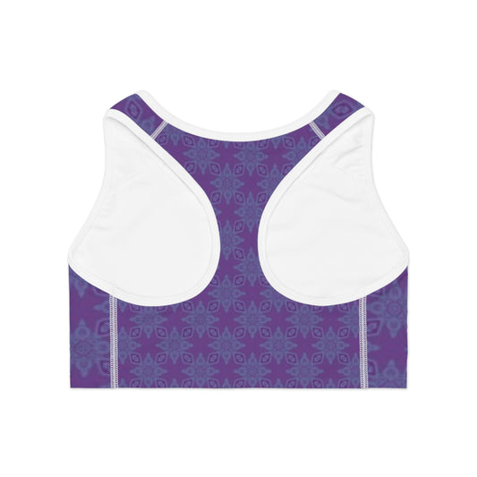 PURPLE SPARK Infinite Universe Sports Bra — All-Over Print Activewear