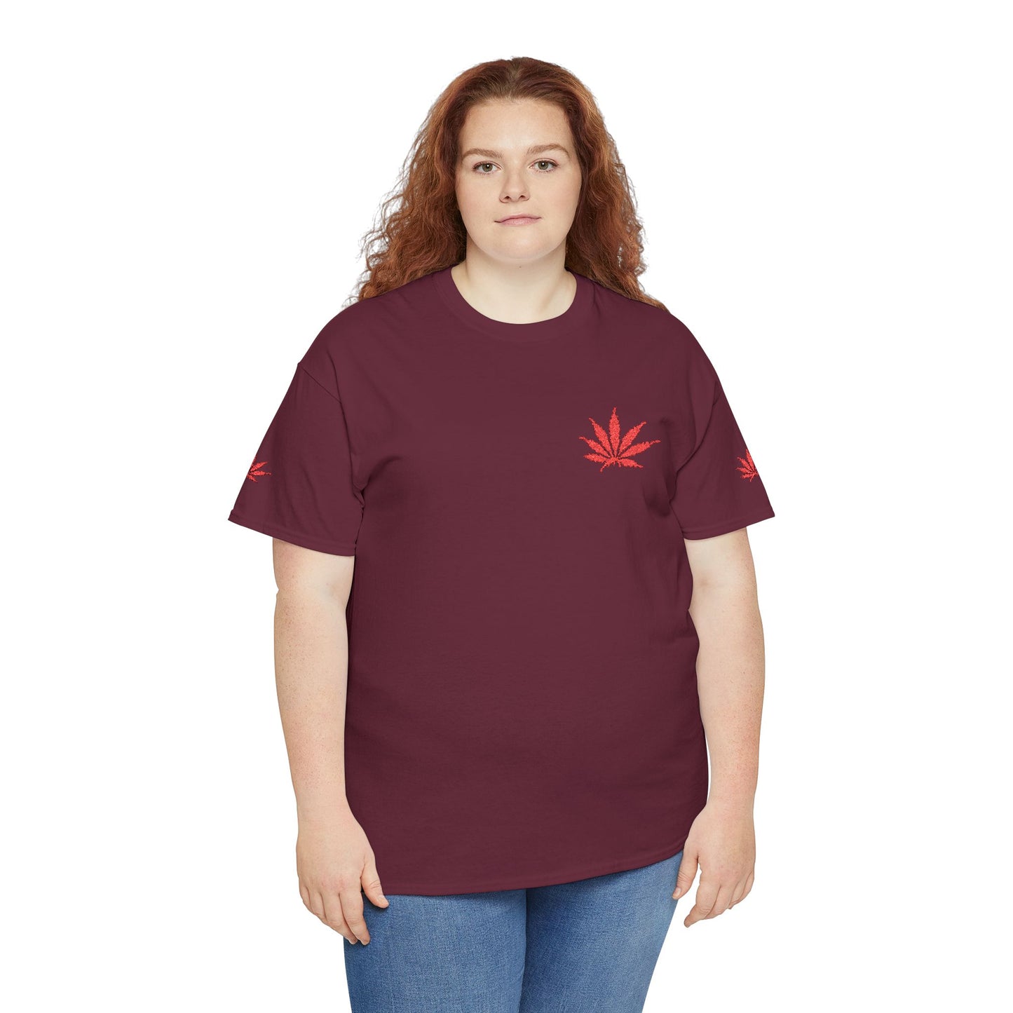 BLOOD Infinite Universe Eco-Friendly Cannabis Leaf Tee, Unisex Heavy Cotton T-Shirt, Stoner Style Shirt, CBD Fashion Tee, Casual Summer Wear