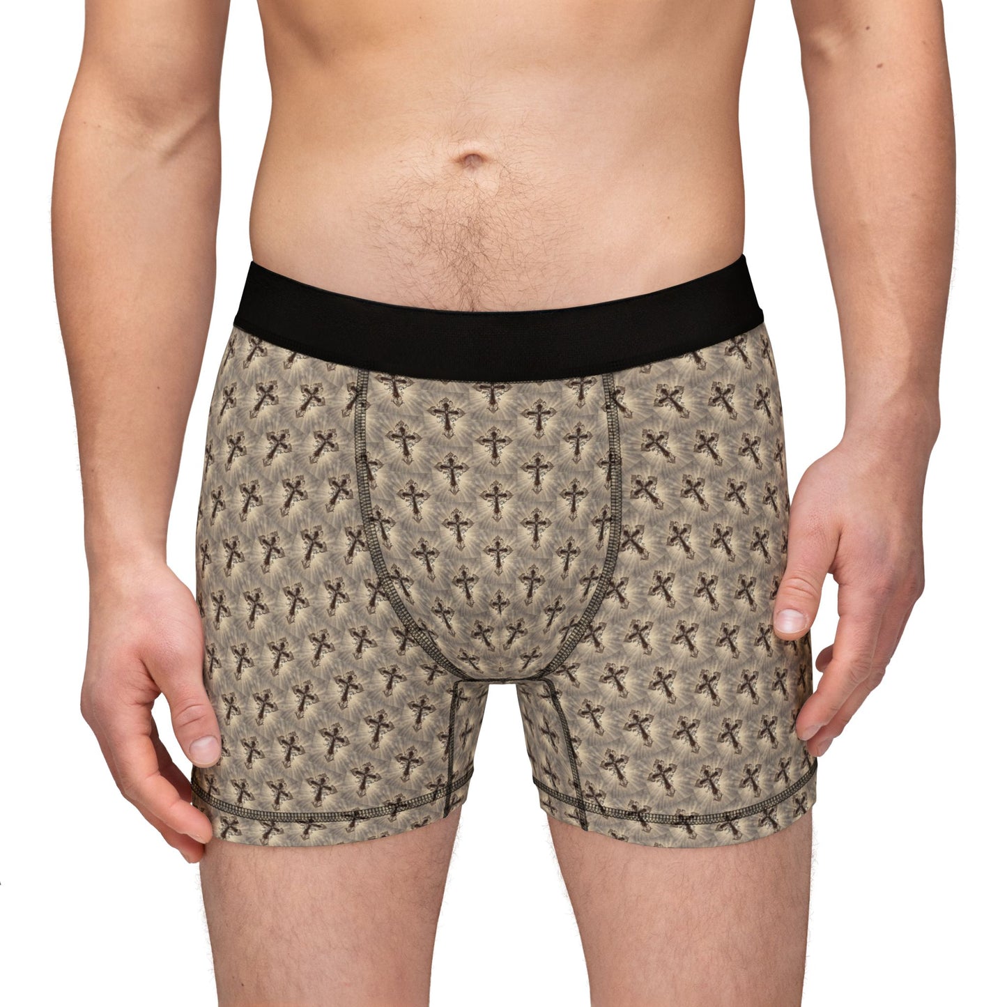 LOOK TWICE CROSS Infinite Universe Men's Boxers with Cross Pattern - Comfortable Men's Underwear, Unique Gift for Him, Everyday Wear, Stylish AOP Boxer Shorts