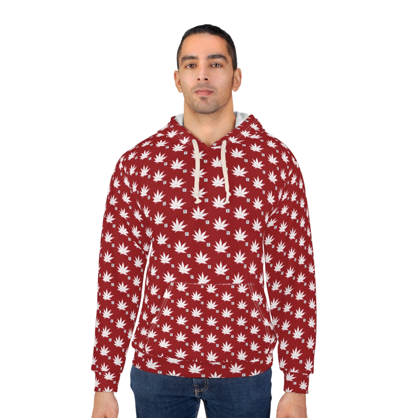BLOOD FROSTED ICED DIAMOND Cozy Cannabis Leaf Pullover Hoodie | Unisex AOP Sweatshirt | Perfect for Casual Outings, Festivals, Hemp Lovers, Gift Ideas, Cozy Wear