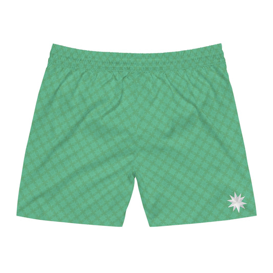 Aurora Green FROST Infinite Universe {BABY STAR FLAKE} Men's Mid-Length Swim Shorts (AOP)
