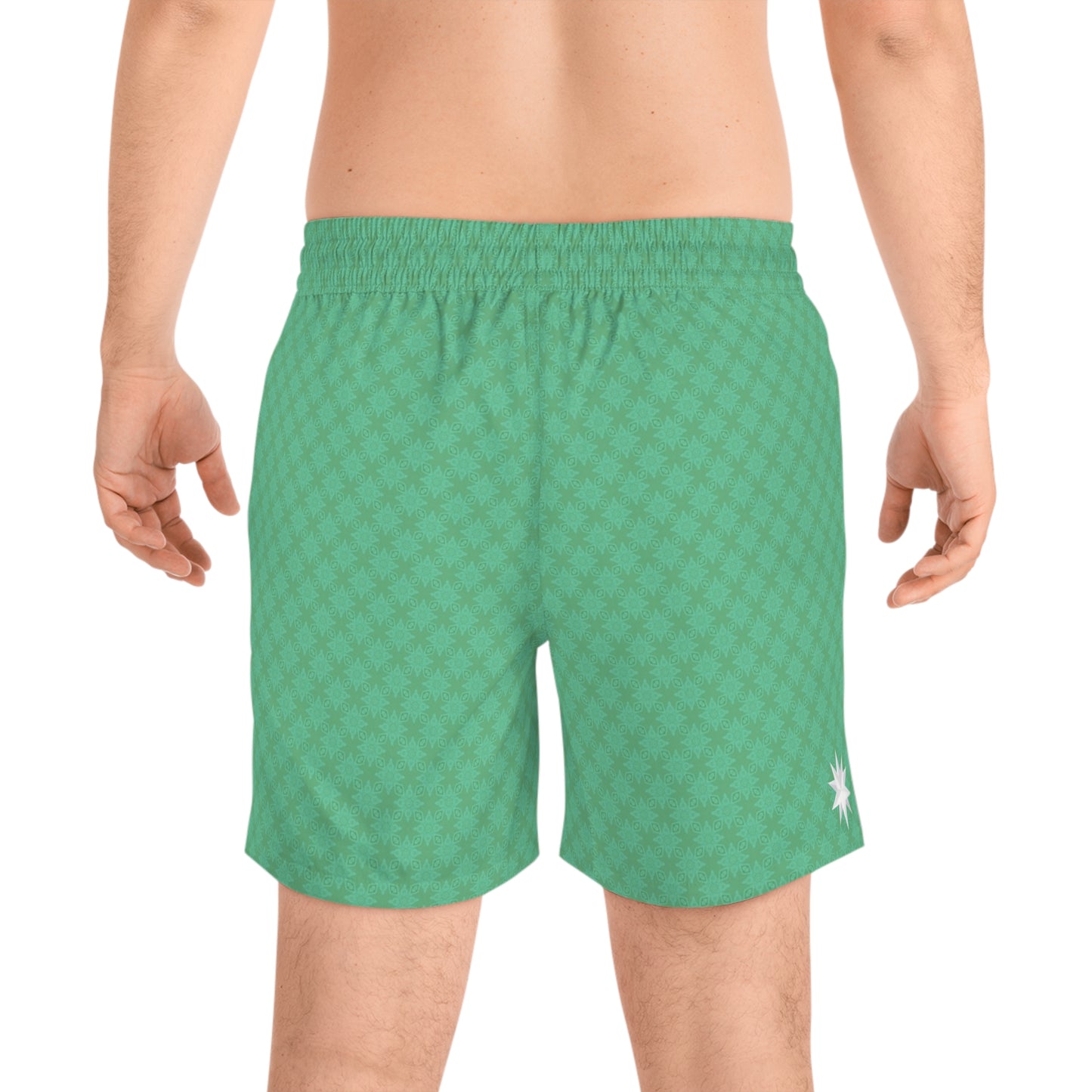 Aurora Green FROST Infinite Universe {BABY STAR FLAKE} Men's Mid-Length Swim Shorts (AOP)