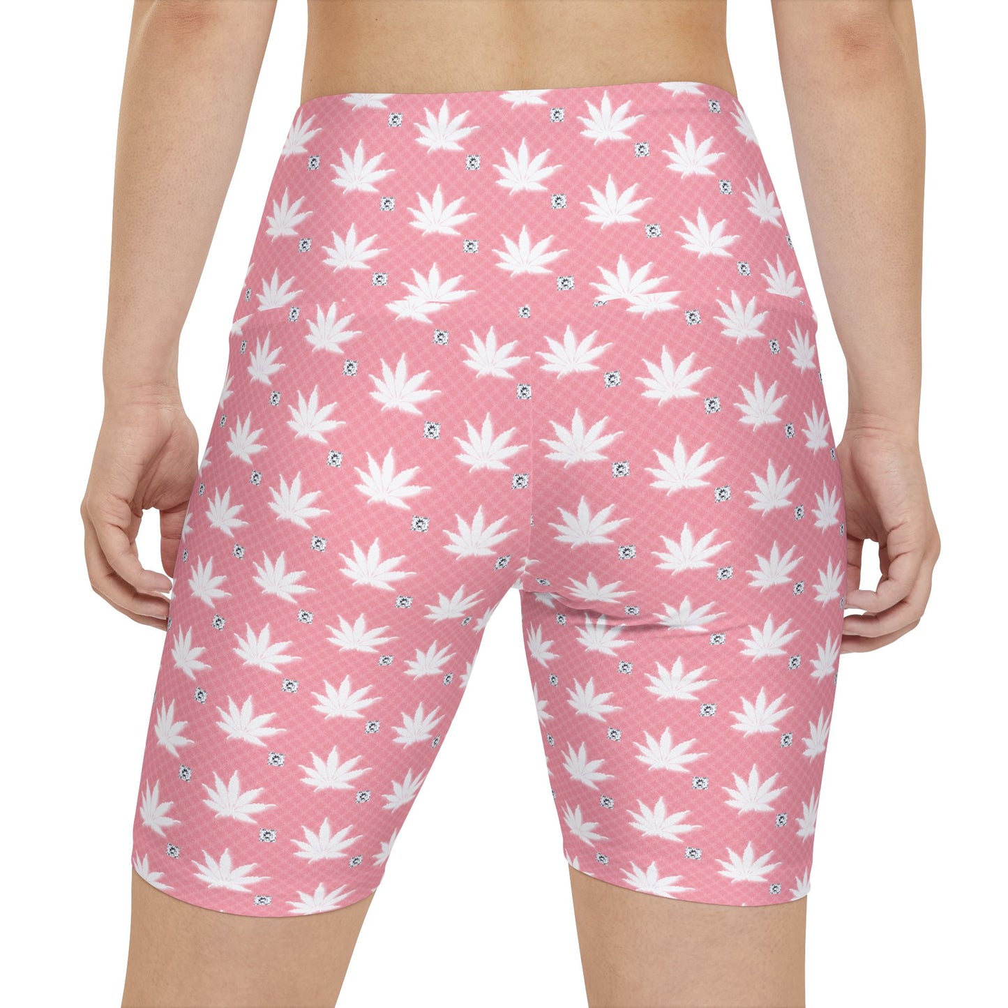FROSTED BRIGHT TRUE PINK ICED DIAMOND Floral Workout Shorts