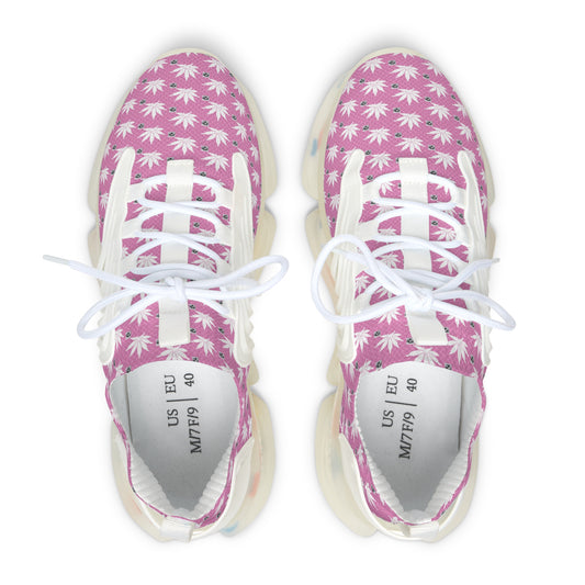 NEW PINK ICED DIAMOND Infinite Universe Sneakers — Women's Floral Cannabis Print Athletic Shoes