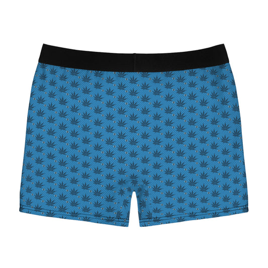 UNKNOWN BLUE Stylish Men’s Boxer Briefs - Cannabis Leaf Print, Fun Underwear, Comfortable Everyday Wear, Unique Gift for Him, Festival Attire
