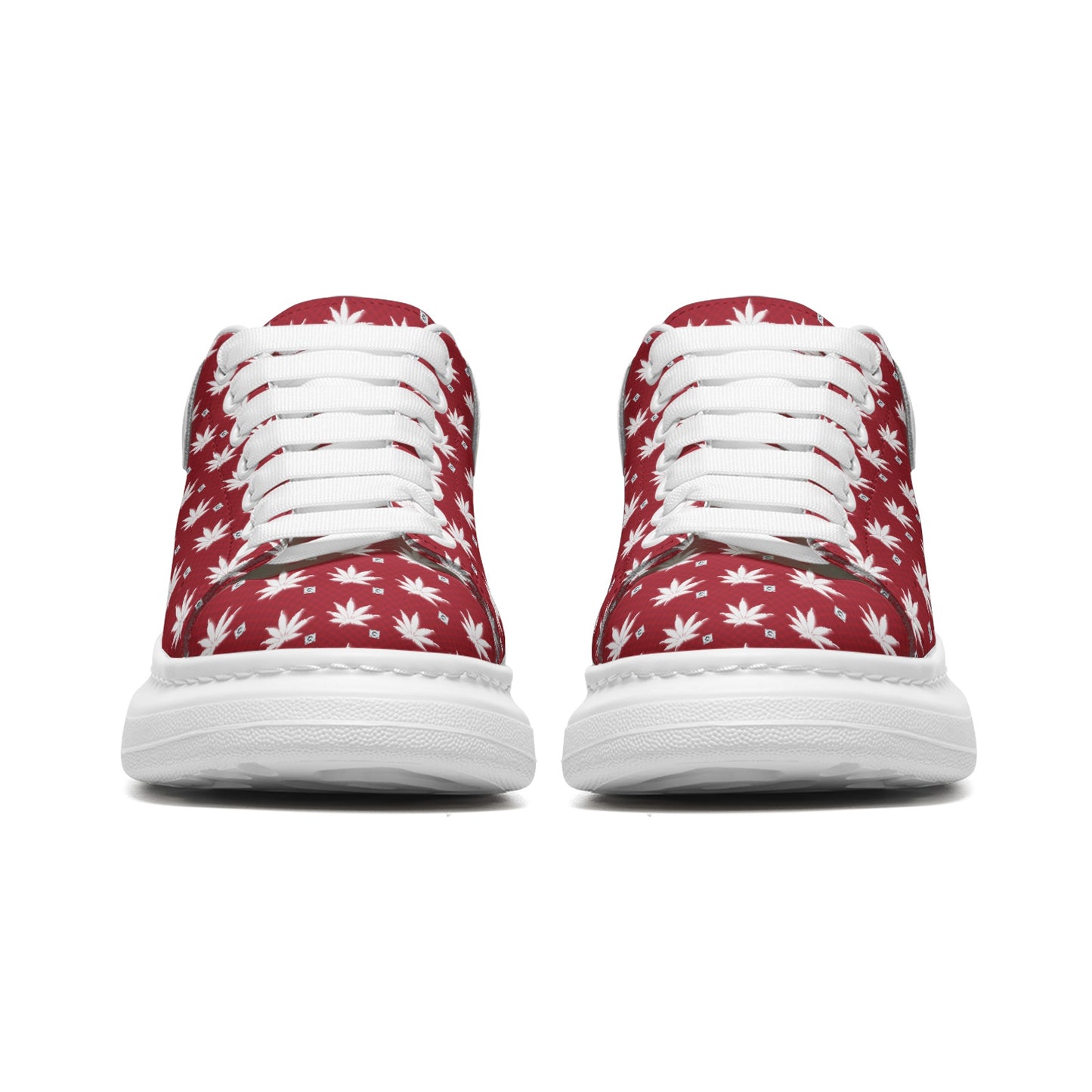BLOOD FROSTED ICED DIAMOND Unisex Non Slip Lace Up Faux Leather Sneakers