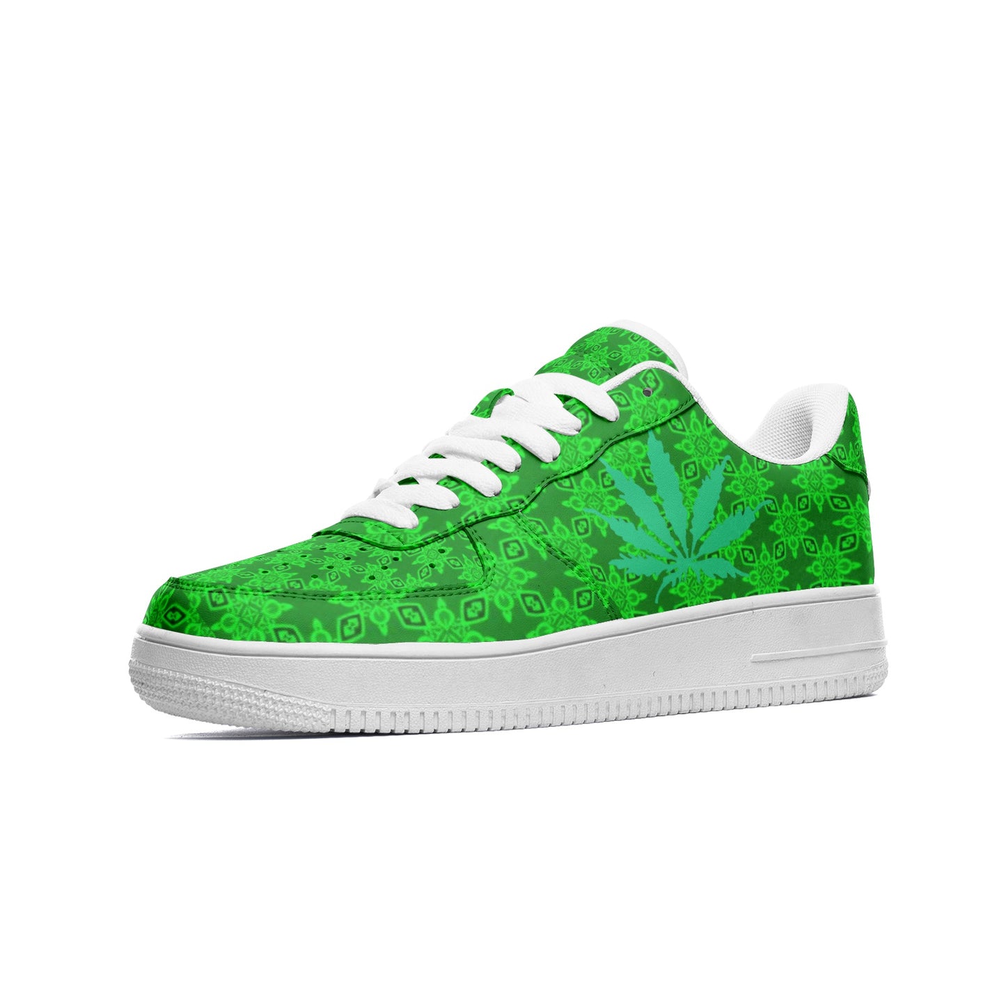 Smoke Green Infinite Universe Unisex Low Top Leather Sneakers