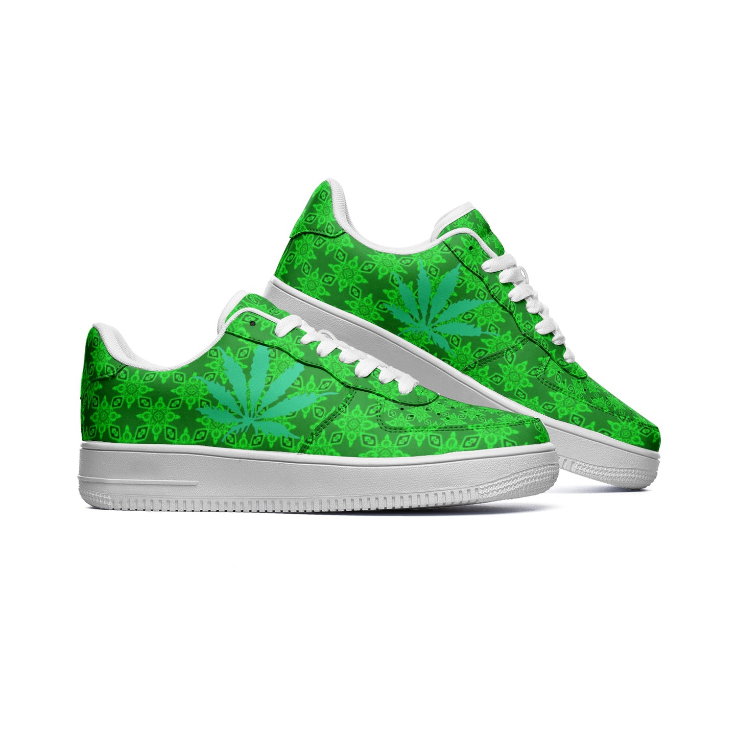 Smoke Green Infinite Universe Unisex Low Top Leather Sneakers