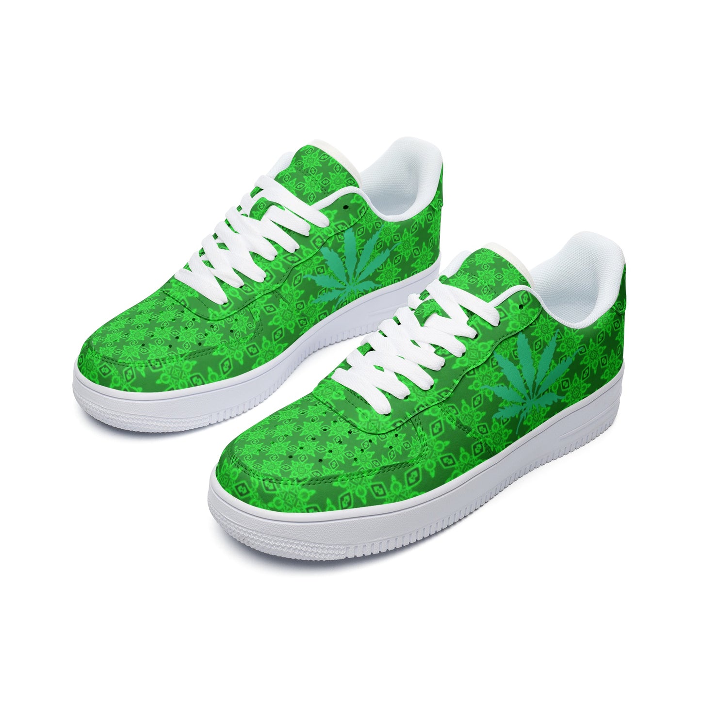 Smoke Green Infinite Universe Unisex Low Top Leather Sneakers