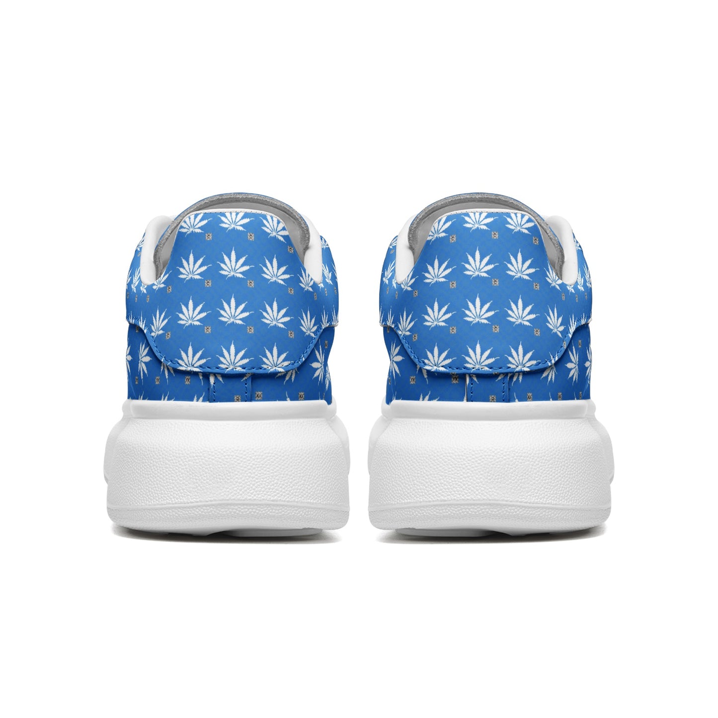 Sapphire BLUE-ICE FROSTED DIAMOND Unisex Non Slip Lace Up Faux Leather Sneakers