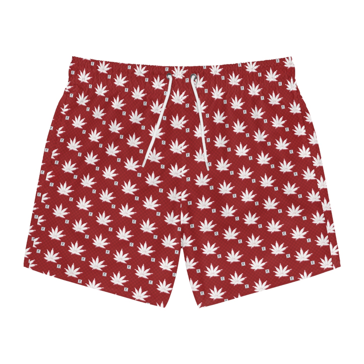 DARK BLOOD FROSTED ICED DIAMOND Infinite Universe Chic Leaf Print Swim Trunks, Summer Pool Wear, Beach Shorts, Men's Swimsuit, Vacation Essential, Festival Gear