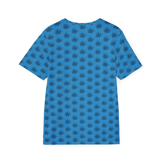 UKNOWN BLUE Men's Sports Jersey - AOP Leaf Print, Casual Streetwear, Summer Sports Top, Gift for Athletes, Cool Graphic Tee