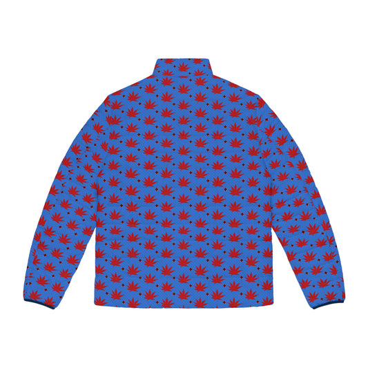 BLOOD STAR STRUCK Infinite Universe Men's Leaf Print Puffer Jacket, Stylish Winter Coat, Autumn Fashion Apparel, Outdoor Jacket for Men, Trendy Leaf Design