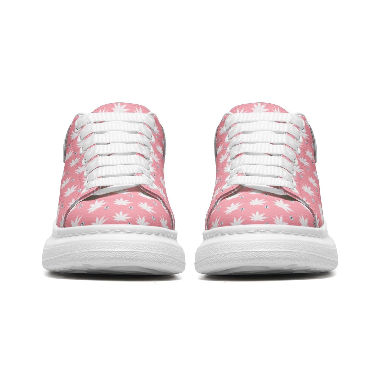 FROSTED BRIGHT TRUE PINK ICED DIAMOND Infinite Universe Unisex Non Slip Lace Up Faux Leather Sneakers