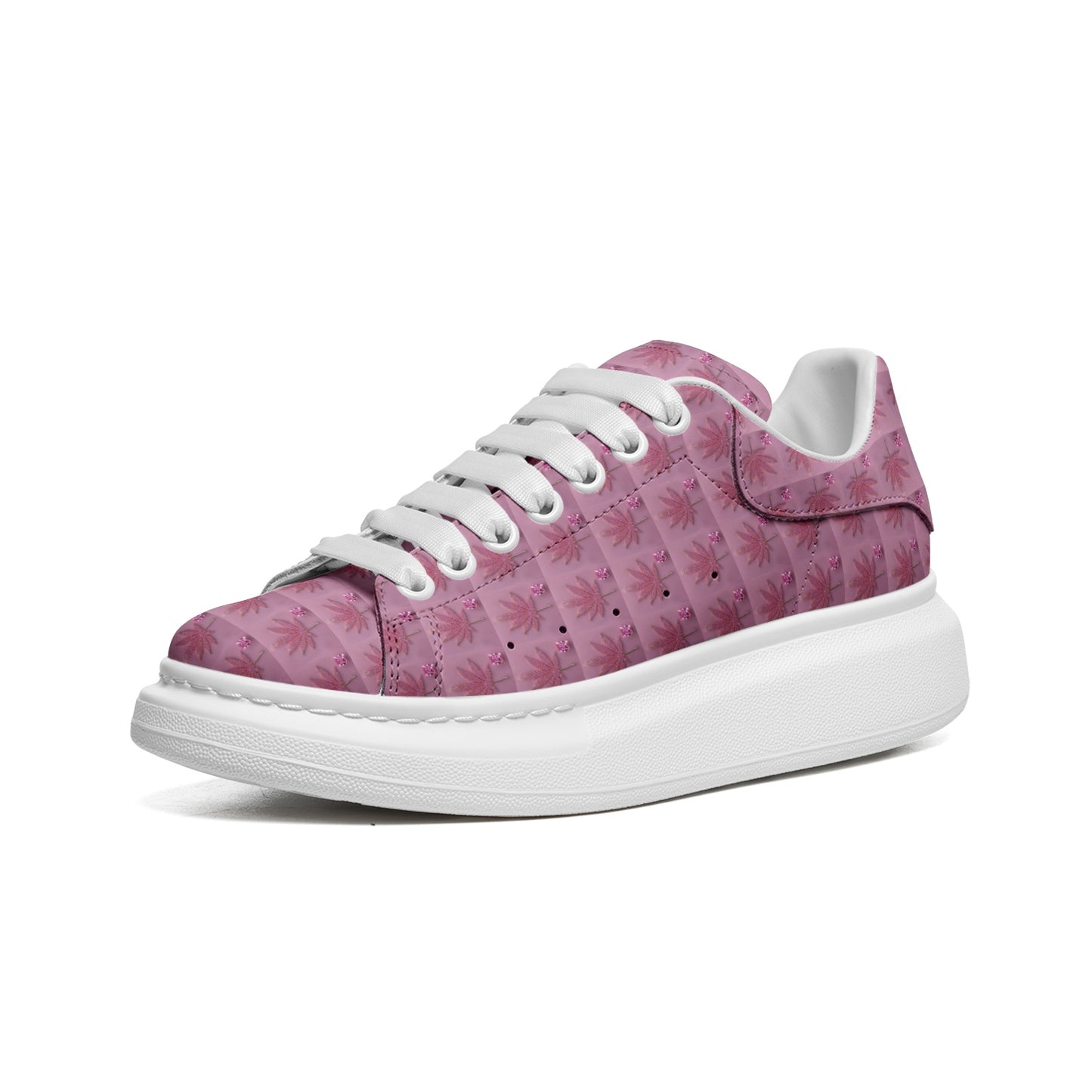 PINK ICED DIAMOND Infinite Universe Unisex Non Slip Lace Up Faux Leather Sneakers