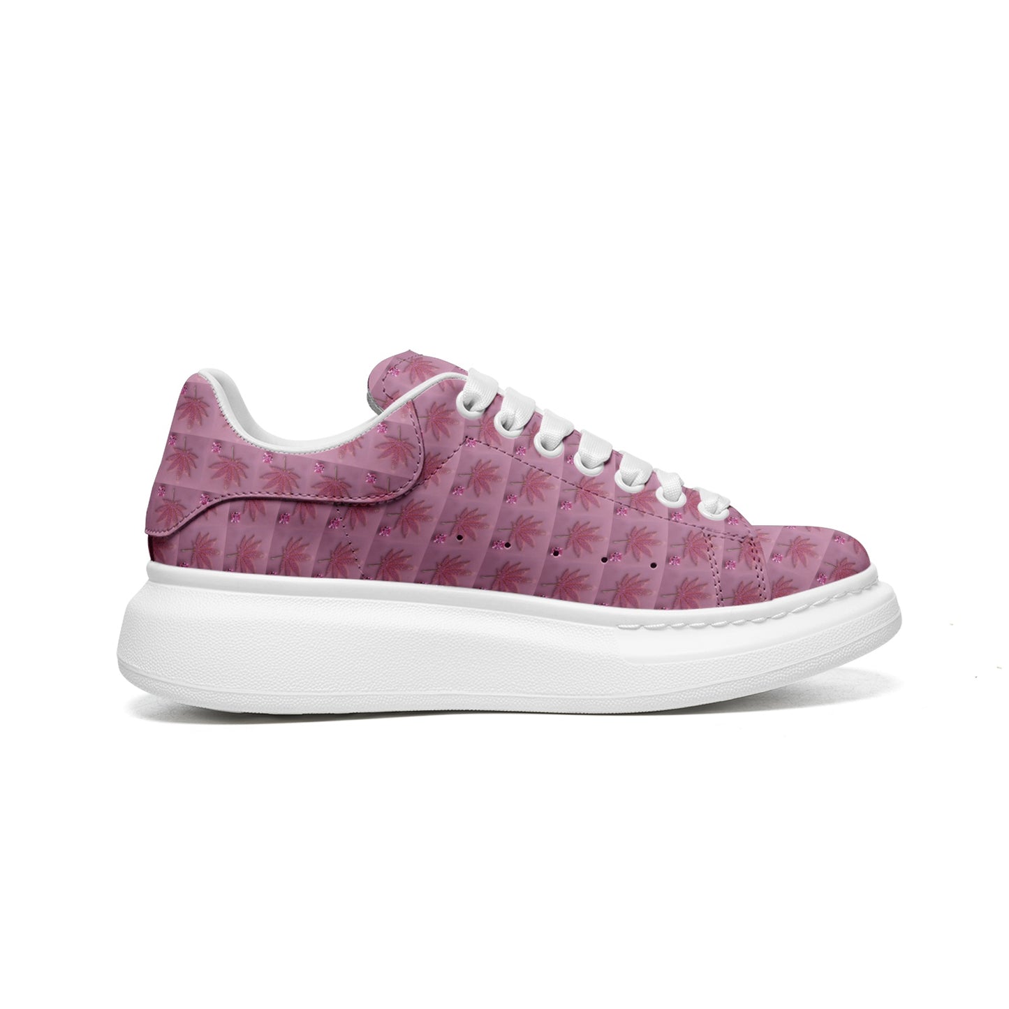 PINK ICED DIAMOND Infinite Universe Unisex Non Slip Lace Up Faux Leather Sneakers