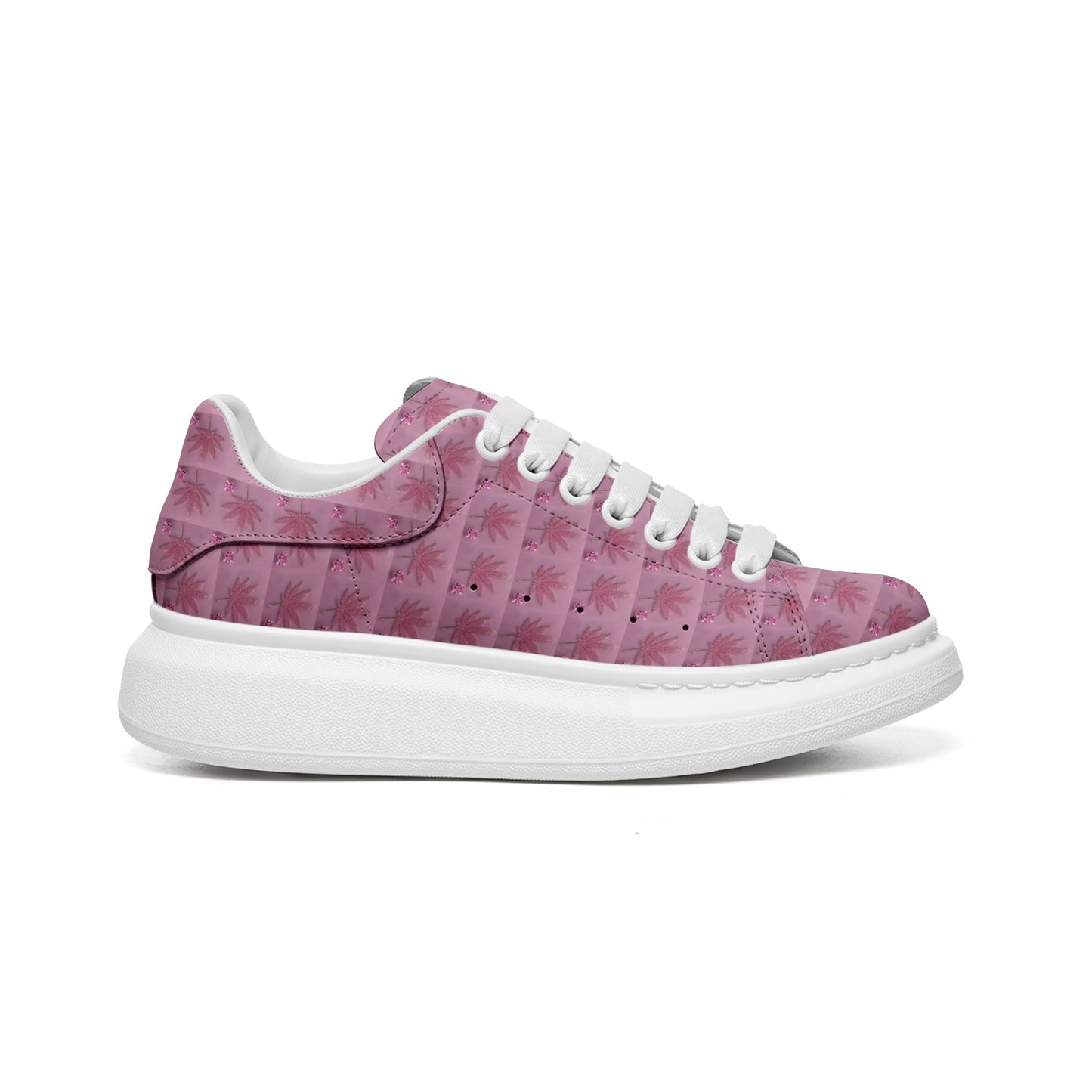 PINK ICED DIAMOND Infinite Universe Unisex Non Slip Lace Up Faux Leather Sneakers