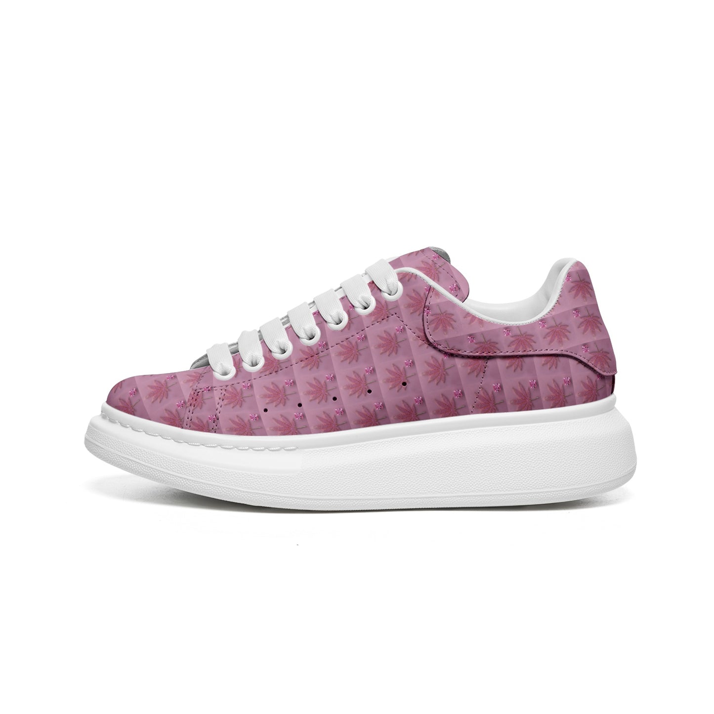 PINK ICED DIAMOND Infinite Universe Unisex Non Slip Lace Up Faux Leather Sneakers
