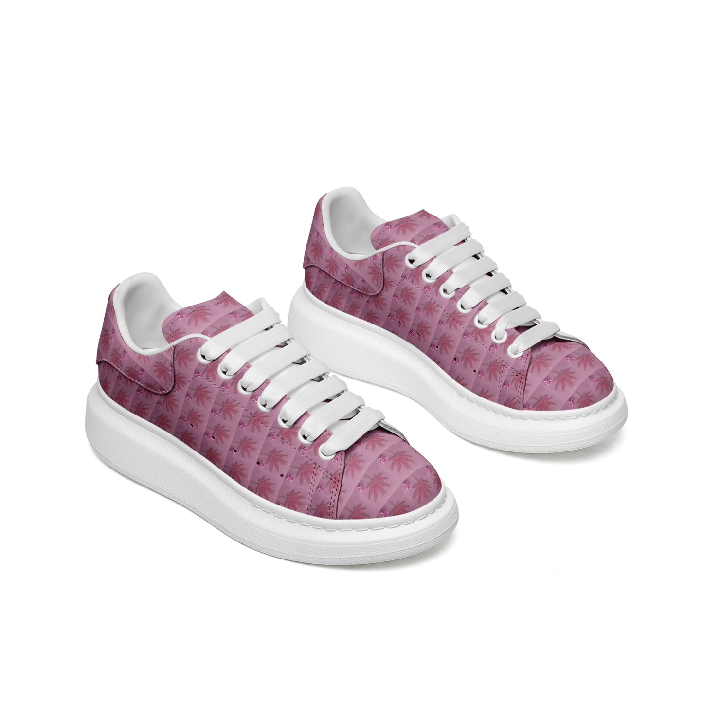 PINK ICED DIAMOND Infinite Universe Unisex Non Slip Lace Up Faux Leather Sneakers