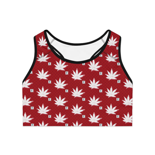 FROSTED BLOOD ICED DIAMOND Infinite Universe - Vibrant Leaf Print Sports Bra