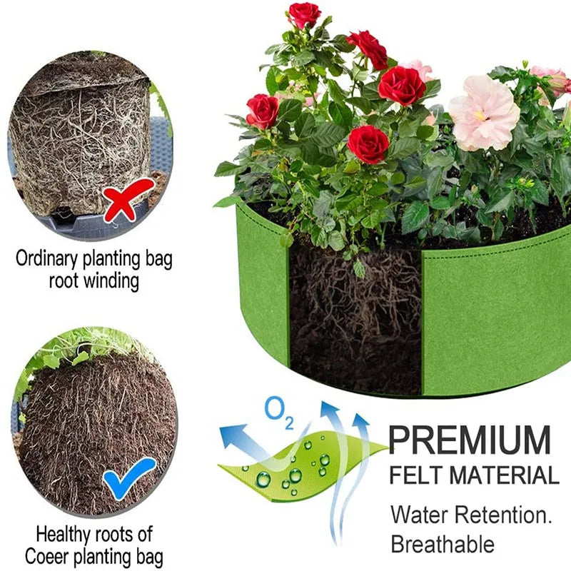 10 Gallons 50*20cm Growing Bags Fabric Garden Raised Bed Round Planting Container Grow Bags Planter Pot For Plants Nursery Pot