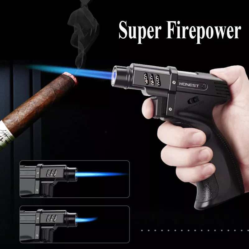 Windproof Outdoor Camping BBQ Fixed Fire Big Jet Flame Cigar Lighter Torch Kitchen Gadgets For Men