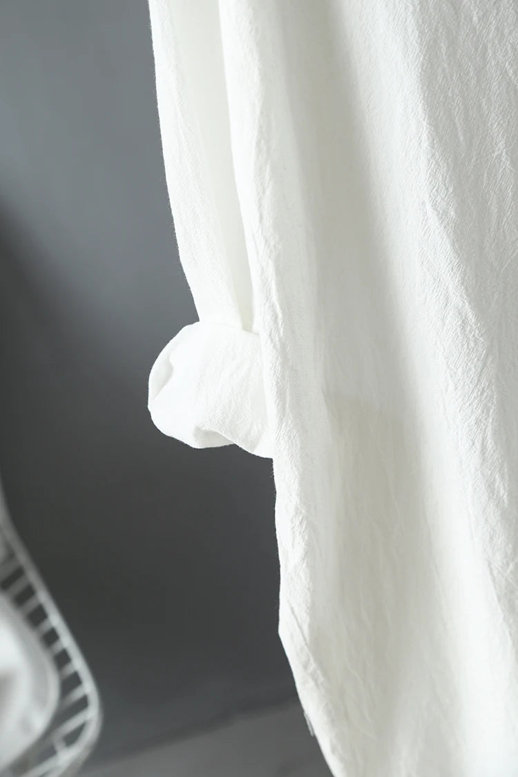 Women Loose Cotton Linen Cardigan Long Shirts Casual Blouses Female Fashion Elegant Outerwear Monochromatic Tee Clothes Summer