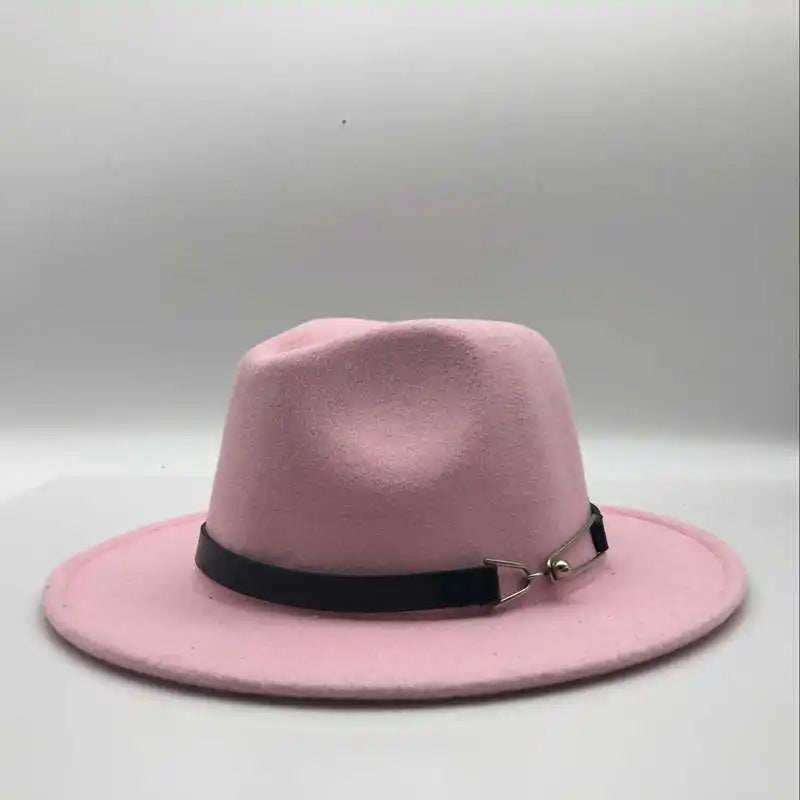 Women Men New Wool Vintage Gangster Trilby Felt Fedora Hat With Wide Brim Gentleman Elegant Lady Winter Autumn Belt Jazz Caps