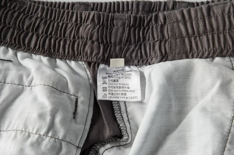 Italy 100% linen brand pants men casual fashion trousers for men solid elastic waist pants mens trend breathable trousers men