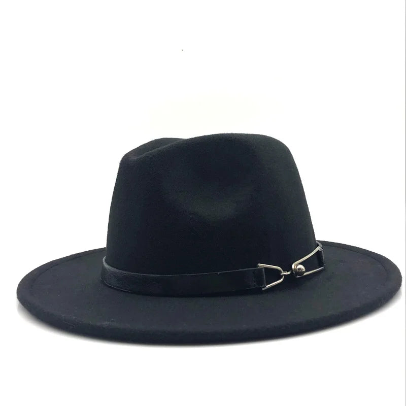 Women Men New Wool Vintage Gangster Trilby Felt Fedora Hat With Wide Brim Gentleman Elegant Lady Winter Autumn Belt Jazz Caps