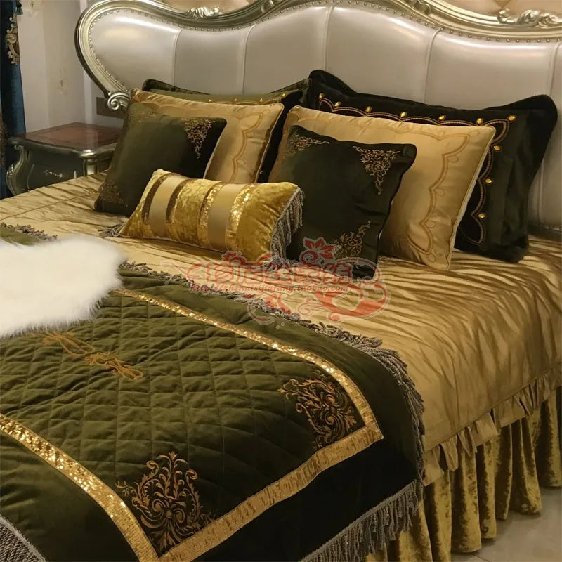 10Pcs Royal Bedding Set King Size Blanket For Bedroom Duvet Cover Set Luxury Bed Cover Quits