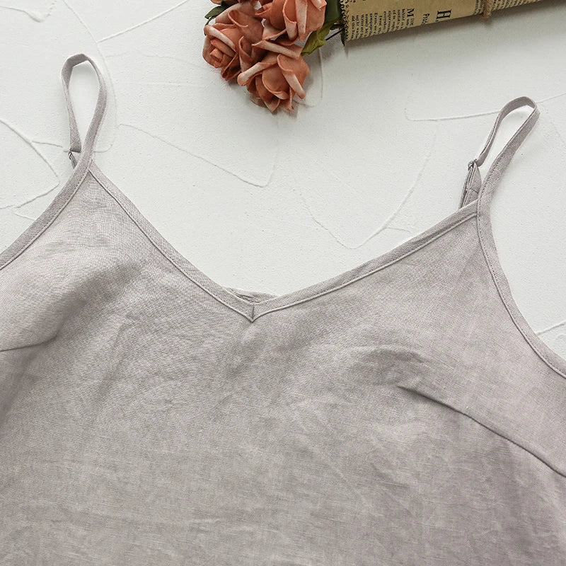 100% Linen Women'S Dress Casual Adjustable Strap Open Side Elegant Dresses For Women Vestido Feminino 120805WLY