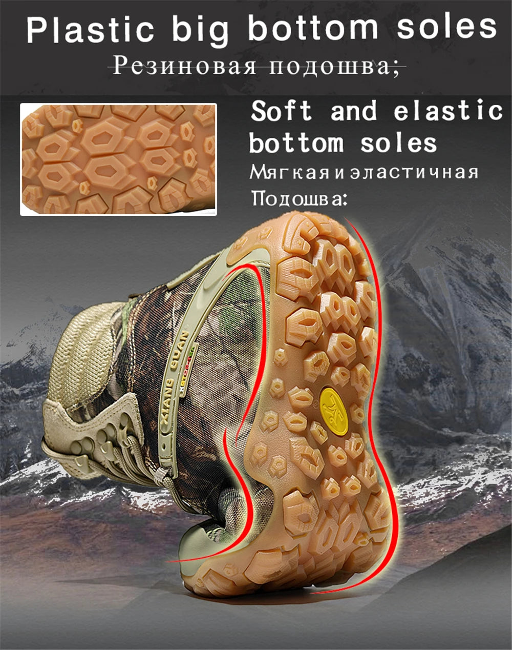 XIANG GUAN Hiking Shoes Men Waterproof Tree Bionic Camo Climbing Mountain Tactical Boots Women Outdoor Sports Camping Trekking