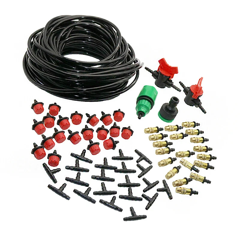 1 Set DIY Automatic Spray Kit Copper Nozzle 1/4 ' Hose Dripper 1/4 ' Tee Quick Connector Automatic Plant Waterer Mist Maker