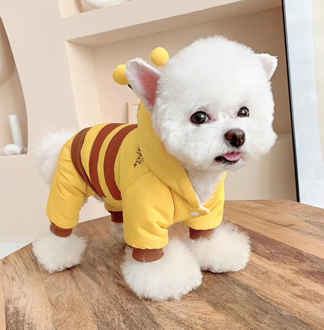 Winter Dog Pets Clothing Thicken Warm Dog Clothes Jumpsuit Outfit Puppy Yorkshire Small Dog Costume Funny Pet Coat Jacket