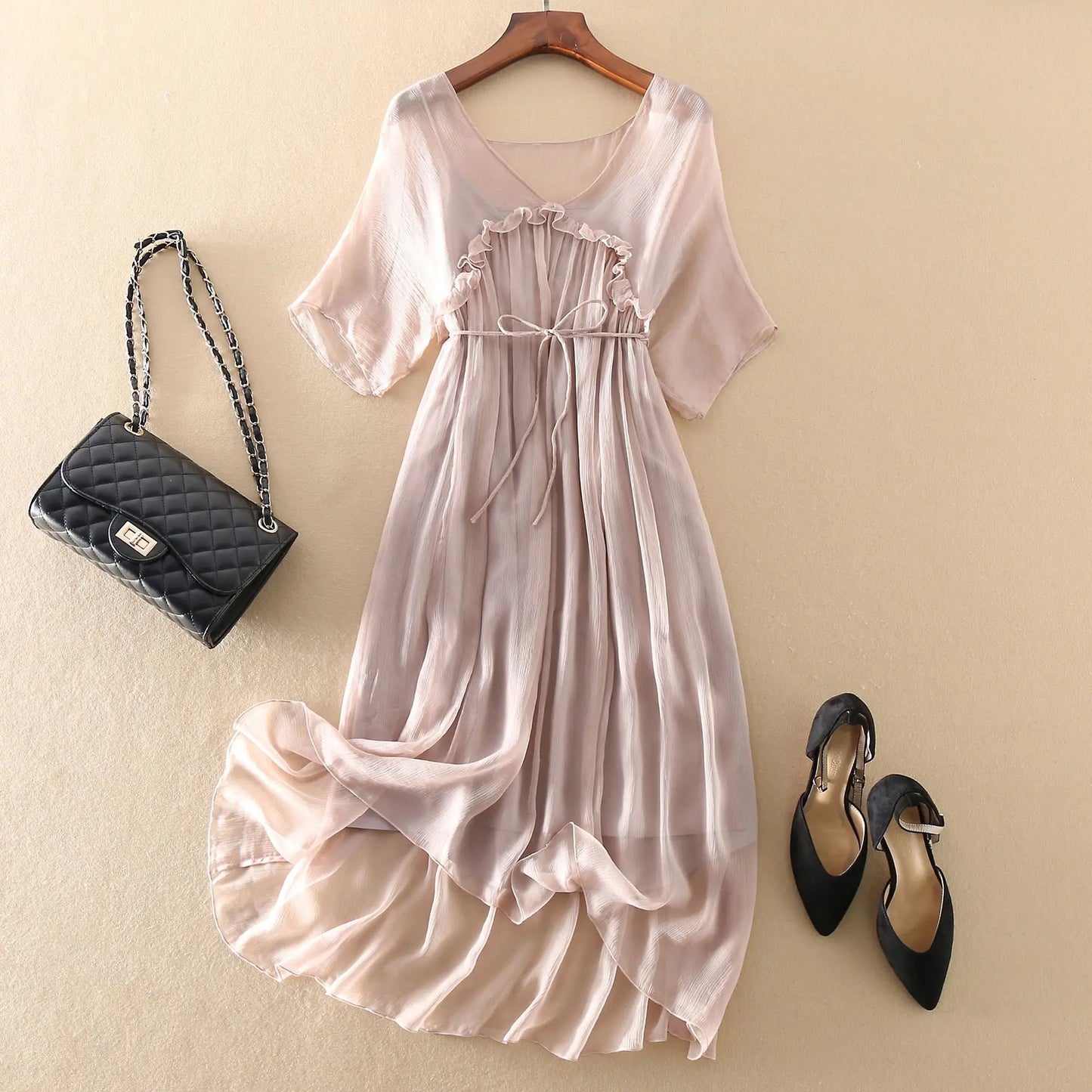 Women Dress Vintage Summer Clothes 2021 Boho 100% Real Silk Long Vestidos Ladies Maxi Dresses + Top Woman Robe Mujer 8015