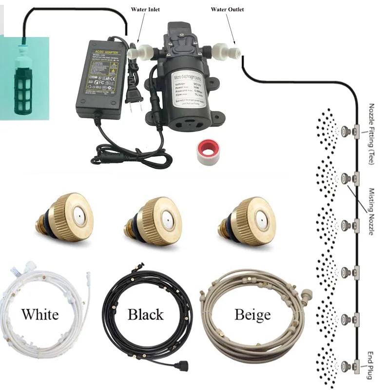 12V DC Water Spray Electric Diaphragm Pump Kit Portable Misting Automatic Booster 6-18M Atomizer Cooling System For Greenhouse