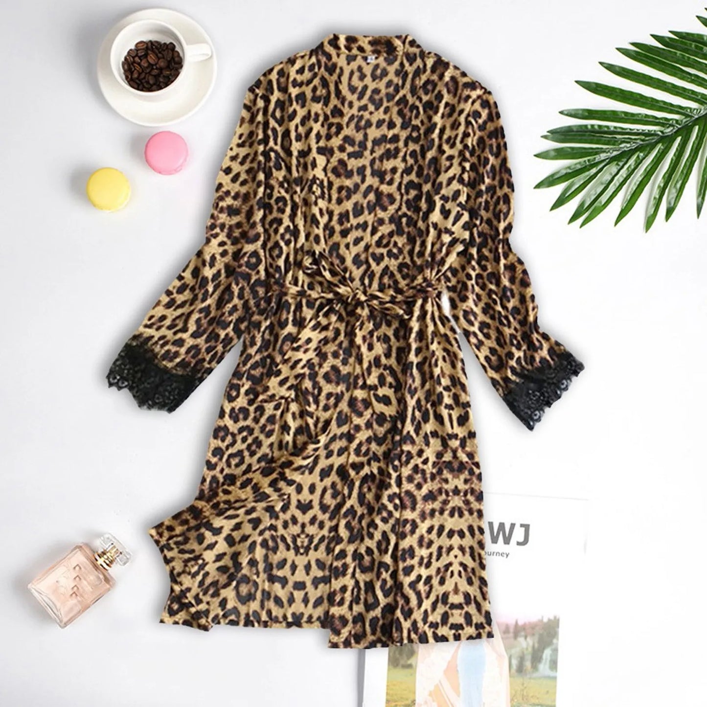 Women Satin Silk Robe Leopard Print Bride Wedding Robe Gown Sleepwear Lace Sexy Kimono Bathrobe Night Dress Casual Nightgown 4XL