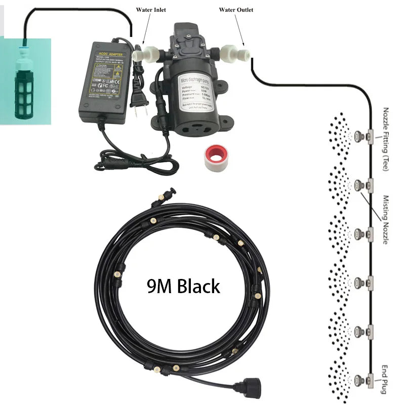 12V DC Water Spray Electric Diaphragm Pump Kit Portable Misting Automatic Booster 6-18M Atomizer Cooling System For Greenhouse