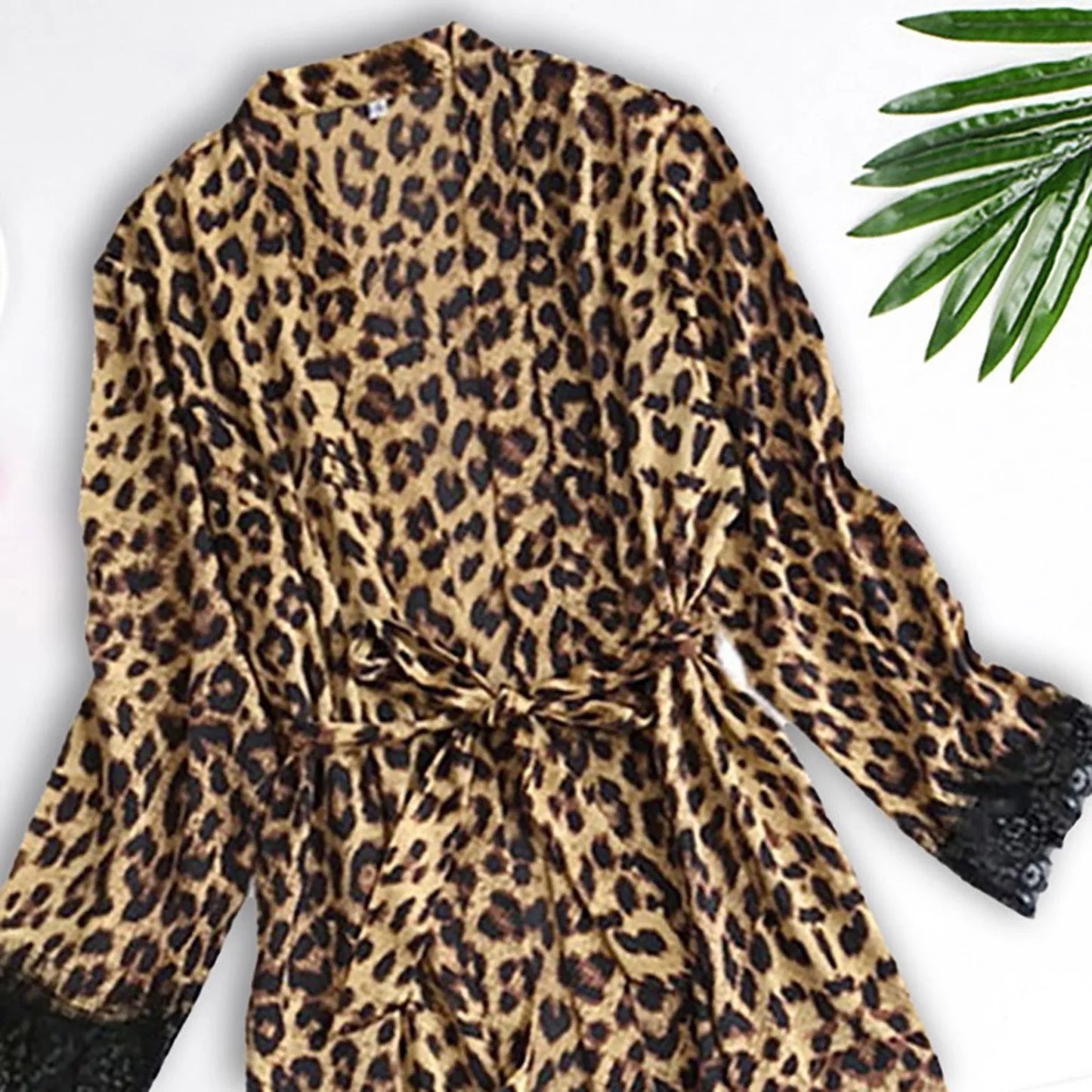 Women Satin Silk Robe Leopard Print Bride Wedding Robe Gown Sleepwear Lace Sexy Kimono Bathrobe Night Dress Casual Nightgown 4XL