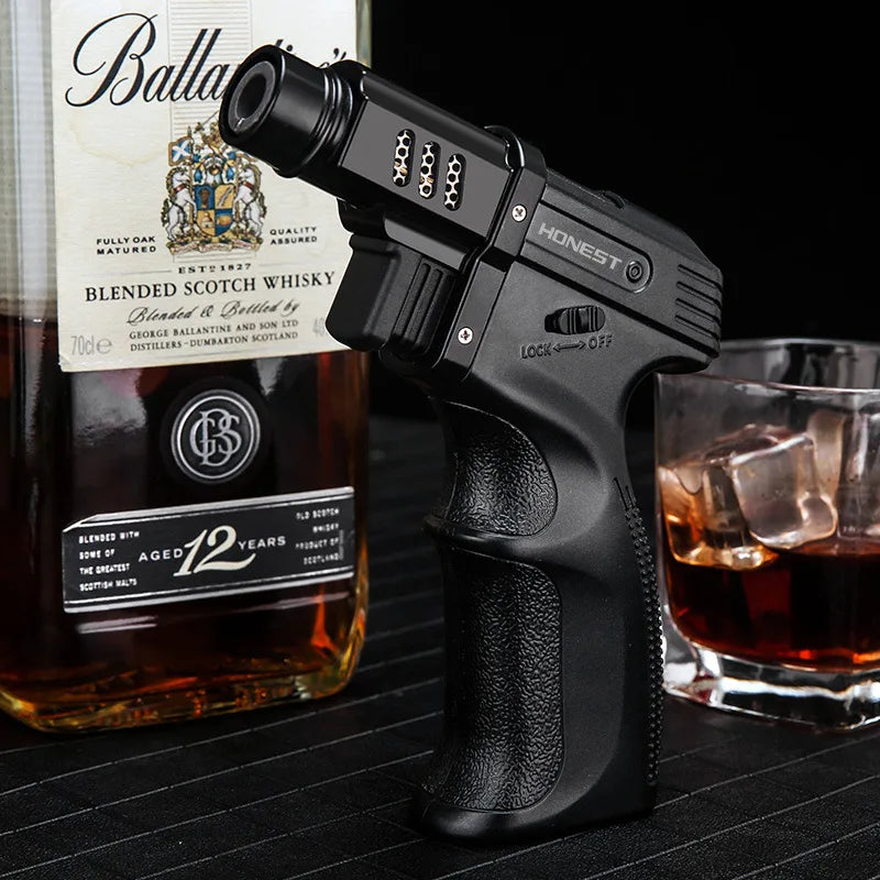 Windproof Outdoor Camping BBQ Fixed Fire Big Jet Flame Cigar Lighter Torch Kitchen Gadgets For Men