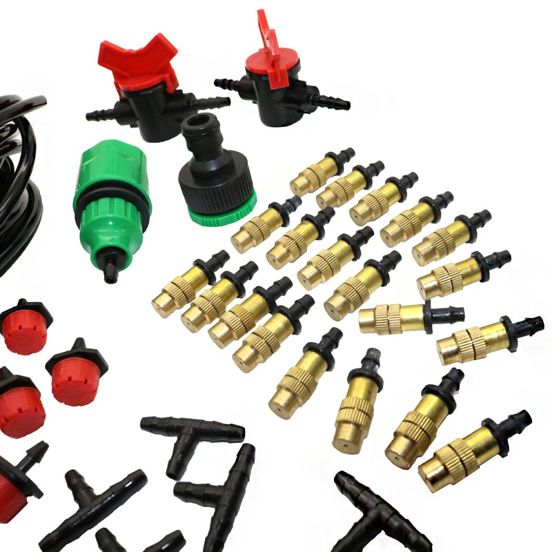 1 Set DIY Automatic Spray Kit Copper Nozzle 1/4 ' Hose Dripper 1/4 ' Tee Quick Connector Automatic Plant Waterer Mist Maker