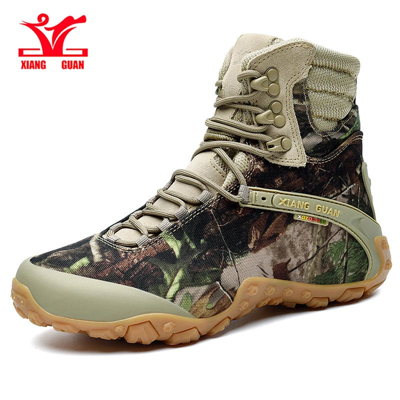 XIANG GUAN Hiking Shoes Men Waterproof Tree Bionic Camo Climbing Mountain Tactical Boots Women Outdoor Sports Camping Trekking