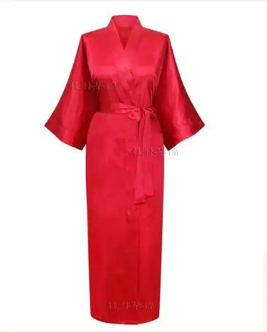 Women Silk Satin Long Wedding Bride Bridesmaid Robe Kimono Robe Feminino Bath Robe Large Size XXXL Peignoir Femme Sexy Bathrobe