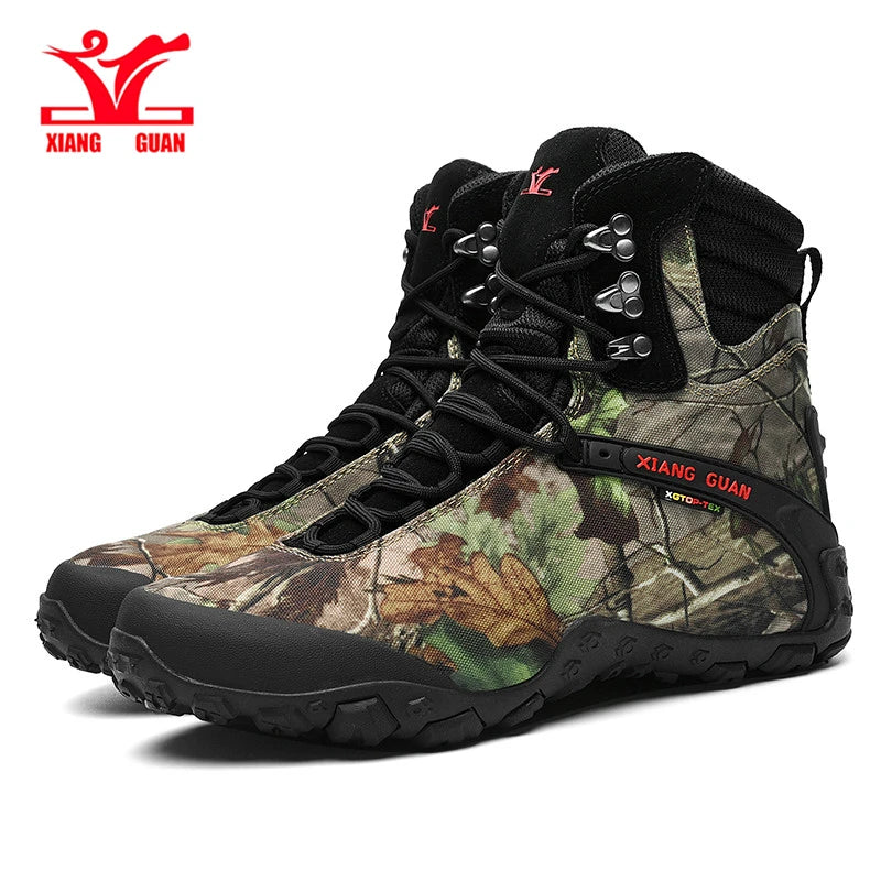 XIANG GUAN Hiking Shoes Men Waterproof Tree Bionic Camo Climbing Mountain Tactical Boots Women Outdoor Sports Camping Trekking