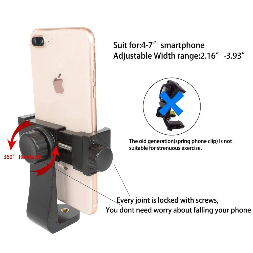 2021 New Mobile Phone 360° Rotation Adjustable Chest Mount Harness Strap Holder CellPhone Clip For Xiaomi For iPhone Backpack