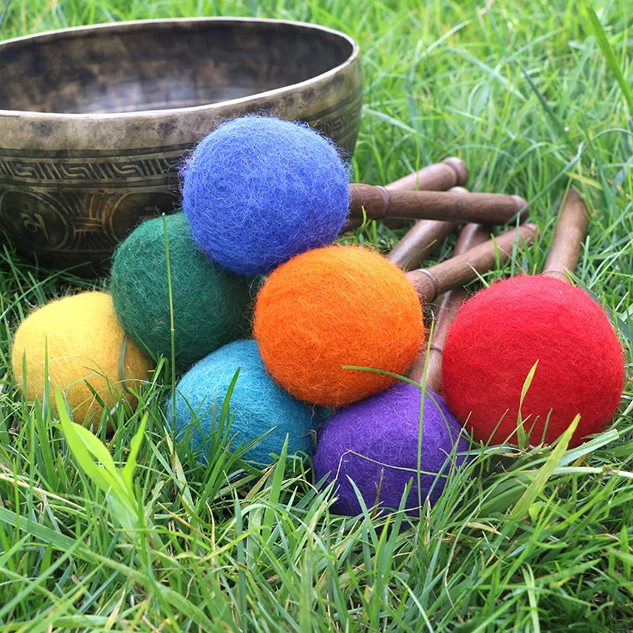 Tibetan Buddhist Meditation Singing Bowl Wool Felt Hammer Yoga Healing Bowl Accessories Seven Chakras Handmade Bowl Hammer