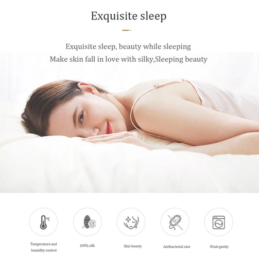 Lofuka Luxury Beauty 100% Silk Bedding Set Pure Silk Women Quilt Cover Double Flat Sheet Fitted Sheet Pillowcase For Deep Sleep