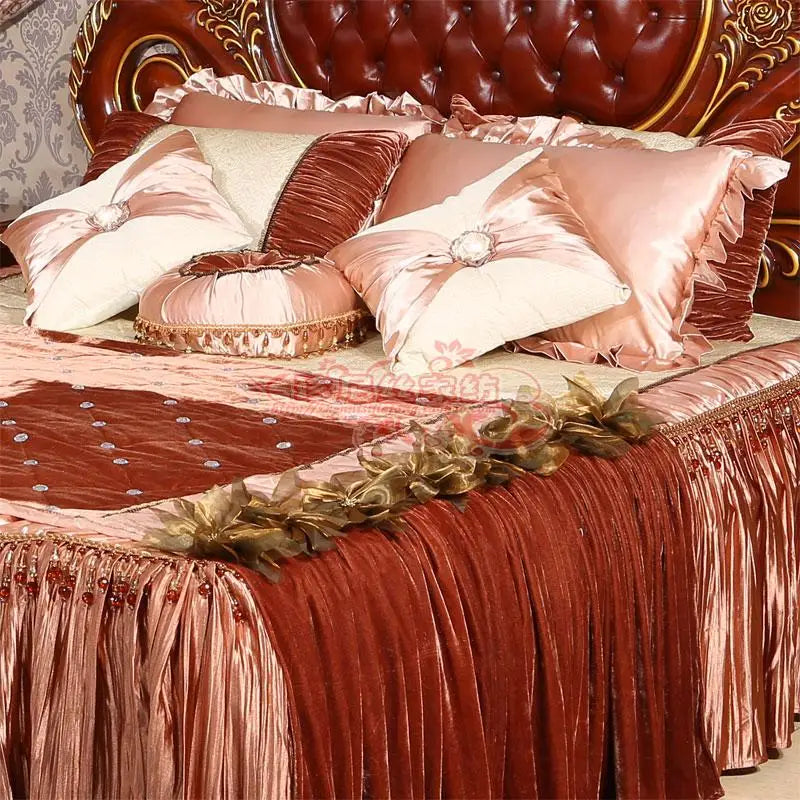 10Pcs High-end Blanket Patchwork Double Bed Skirt Bed Linen Euro Bedclothes For Bedroom Bed Cover Quilt Duvets