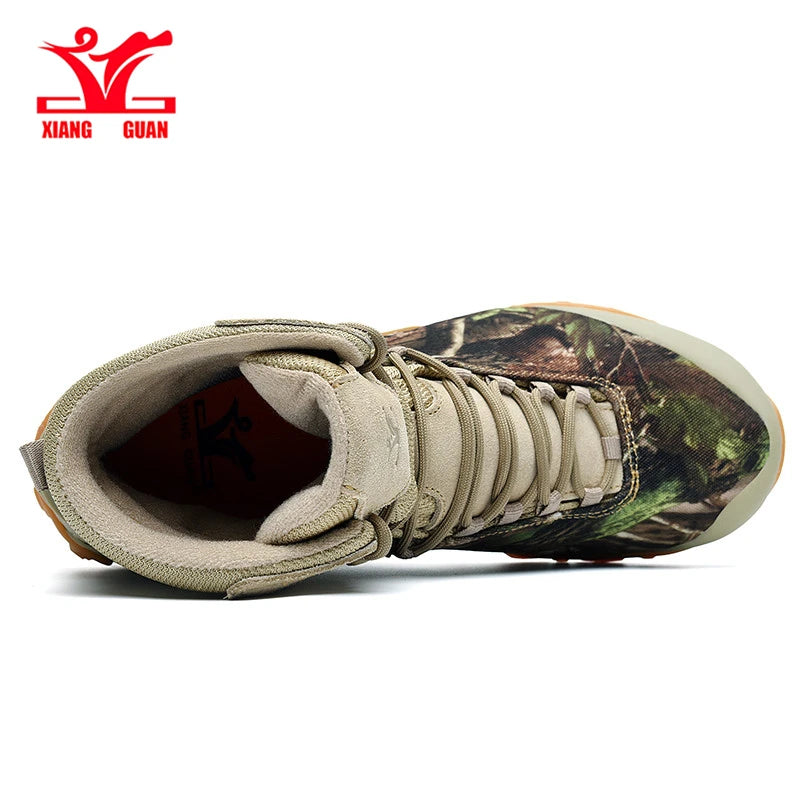 XIANG GUAN Hiking Shoes Men Waterproof Tree Bionic Camo Climbing Mountain Tactical Boots Women Outdoor Sports Camping Trekking